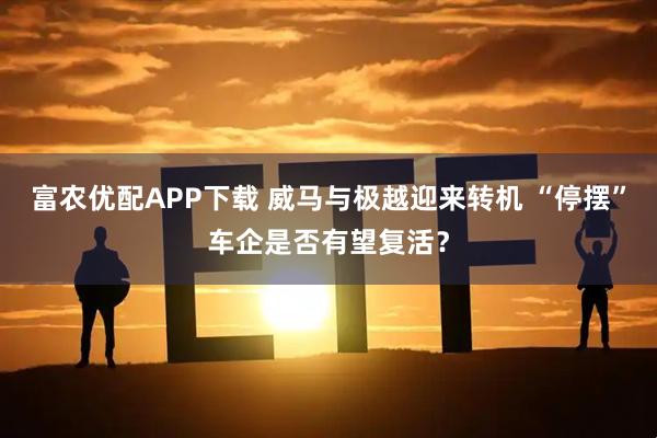 富农优配APP下载 威马与极越迎来转机 “停摆”车企是否有望复活?