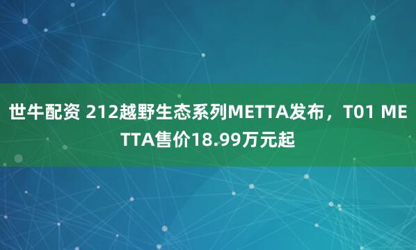 世牛配资 212越野生态系列METTA发布，T01 METTA售价18.99万元起